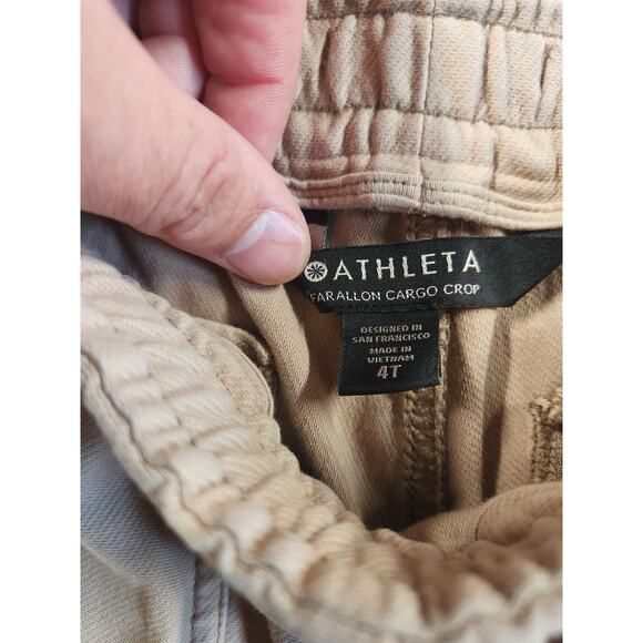 Athleta Farallon Cargo Crop Pants Womens Size 4 Tall Beige Drawstring Comfort - Picture 3 of 11